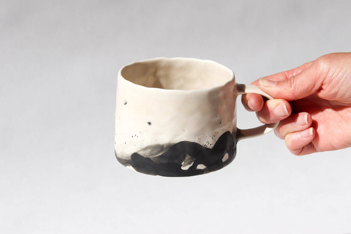 Elizabeth Benotti Ceramics - Pinched Splatter Mug: Deep ocean - PMA Store at the Portland Museum of Art, Maine
