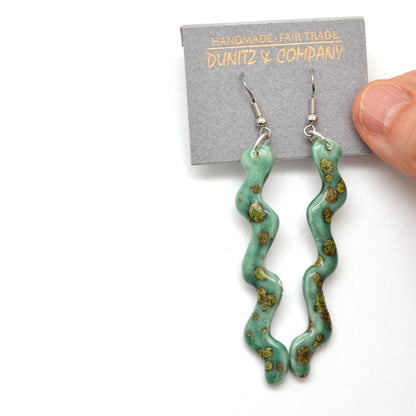 Dunitz & Company - Ceramic Squiggle Dangle Earrings - Curly Worm Shape
