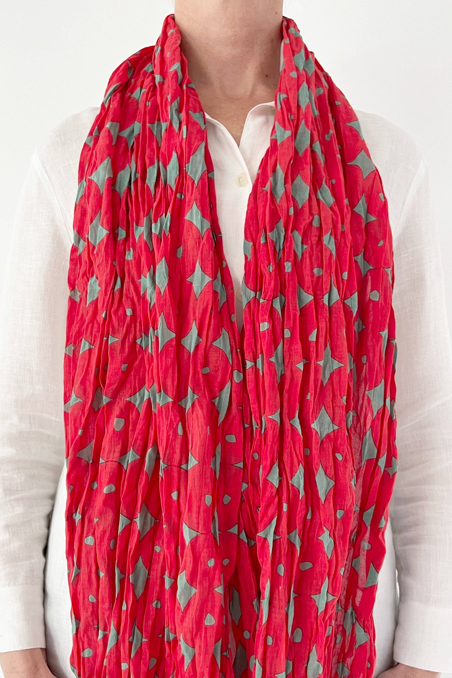 See Design - Cotton Scarf: Spots Red/Mustard