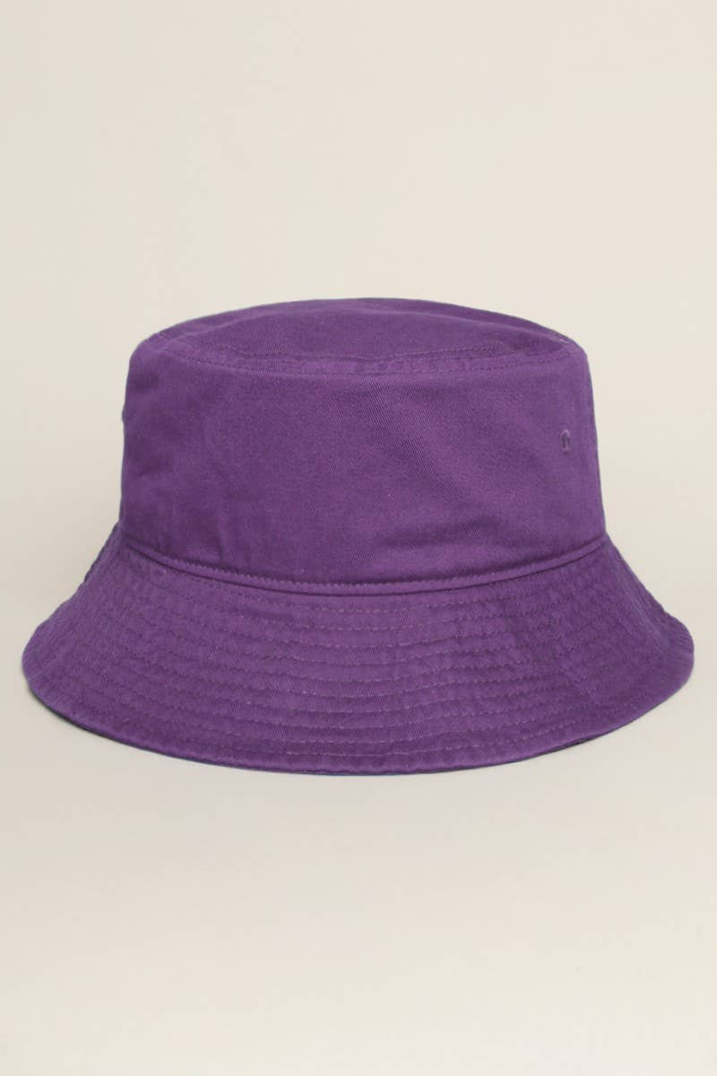 Fashion City - Solid Color Cotton Bucket Fisherman Hats: ORANGE / S/M