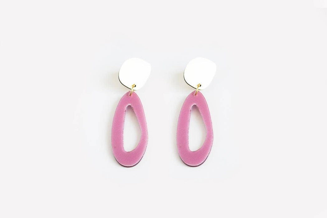 dconstruct - Ecoresin Earrings - Fluid Oval Drop: Fleur Vitamin C / Gold