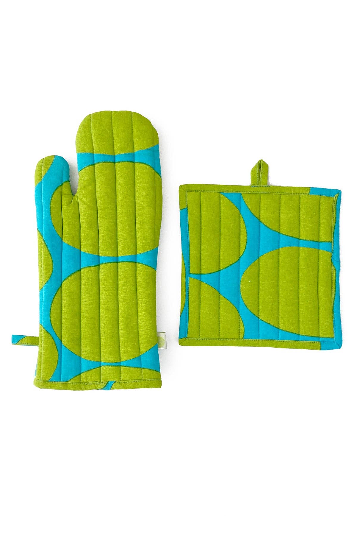 See Design - Oven Mitt & Potholder Set: Egg Citron/Pine