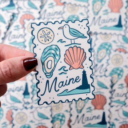 Stuck on Maine - Coastal Maine Stamp Sticker: Weatherproof Vinyl Art - PMA Store at the Portland Museum of Art, Maine