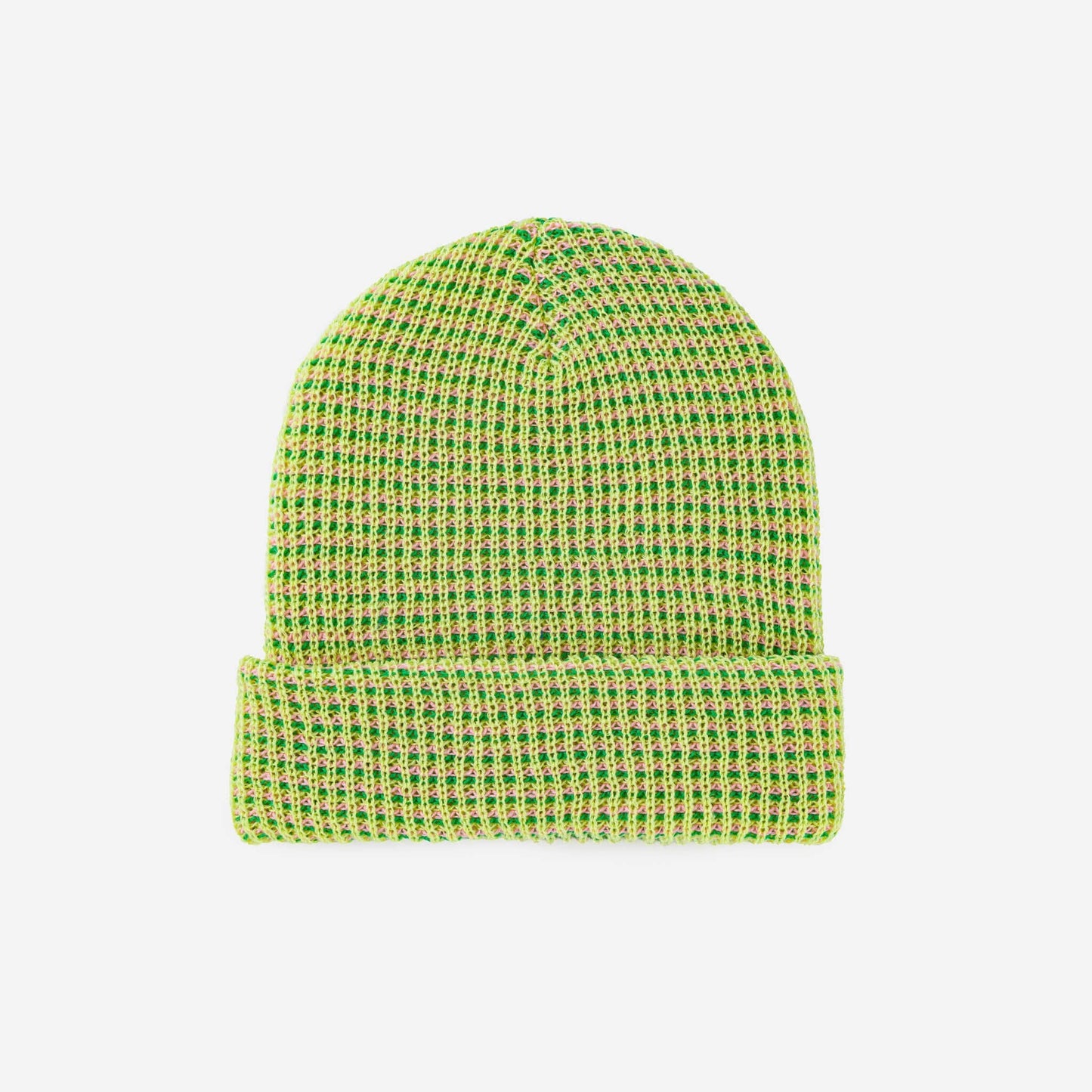 Simple Grid Knit Beanie: Lime Pink - PMA Store at the Portland Museum of Art, Maine