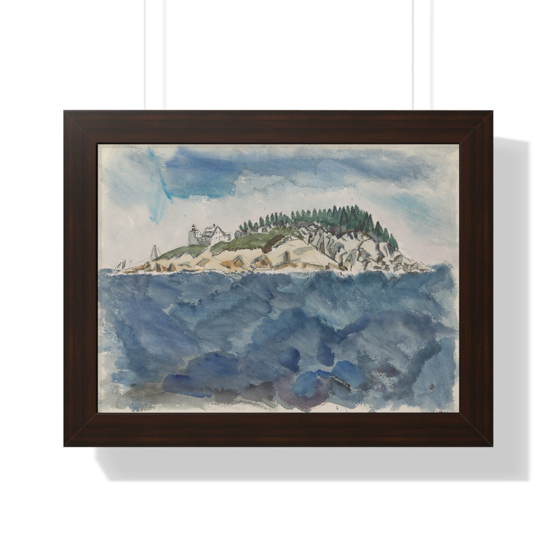 Deer Isle Series: Mark Island Lighthouse, 1928 by John Marin Framed Poster - PMA Store at the Portland Museum of Art, Maine