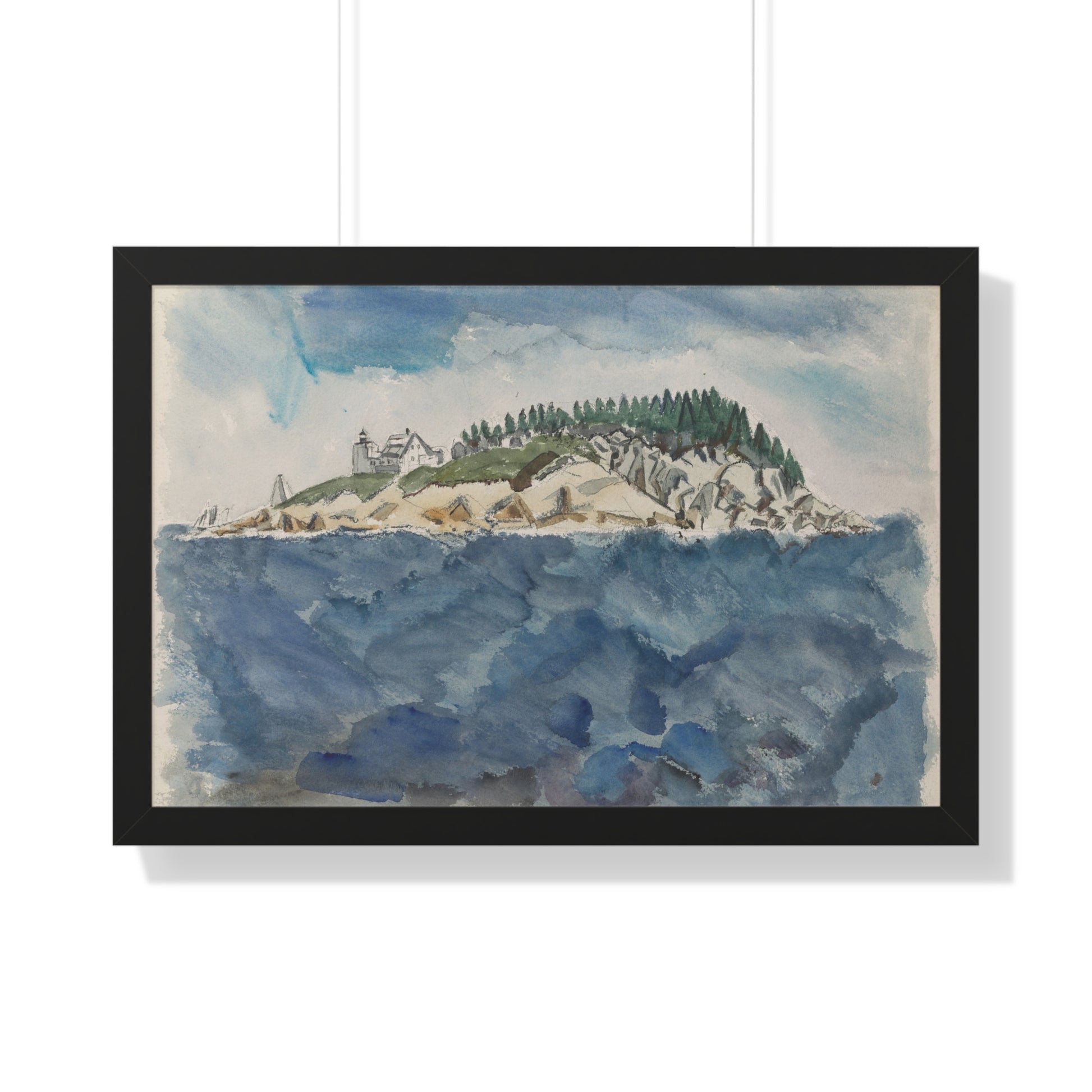 Deer Isle Series: Mark Island Lighthouse, 1928 by John Marin Framed Poster - PMA Store at the Portland Museum of Art, Maine