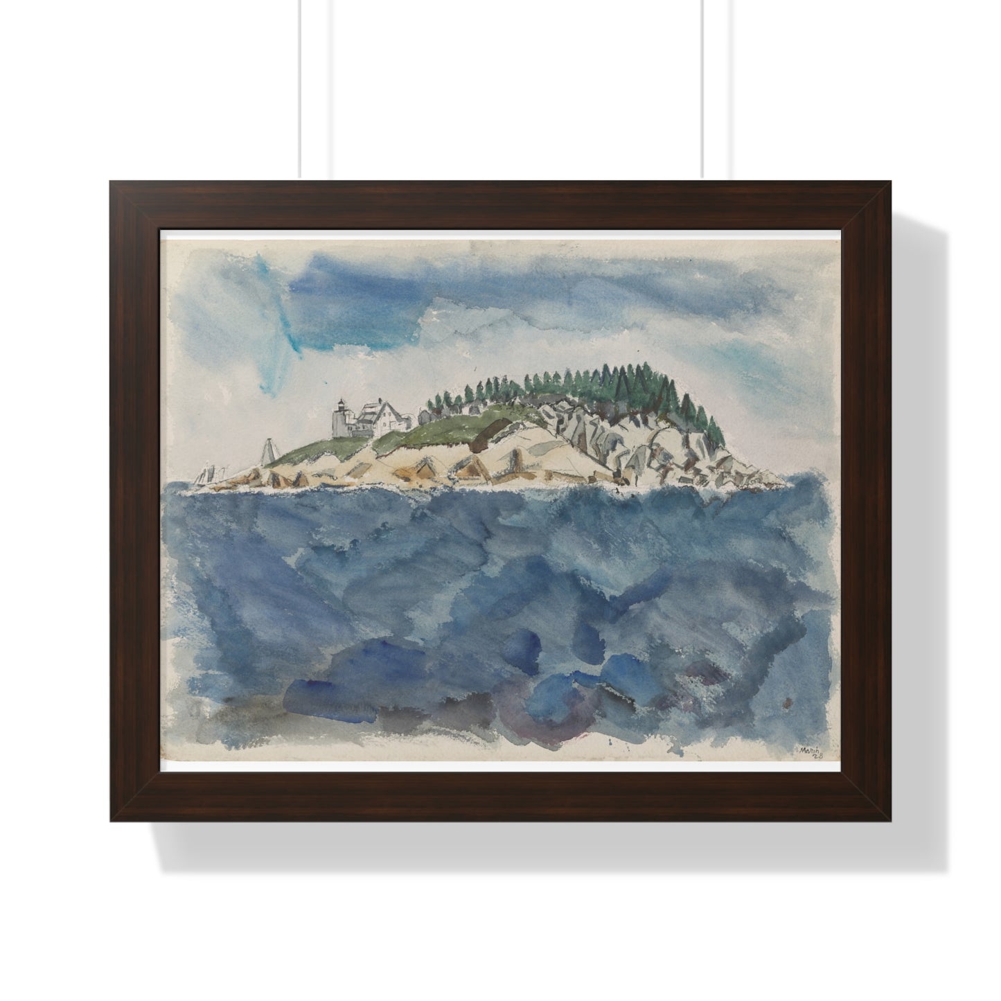 Deer Isle Series: Mark Island Lighthouse, 1928 by John Marin Framed Poster - PMA Store at the Portland Museum of Art, Maine