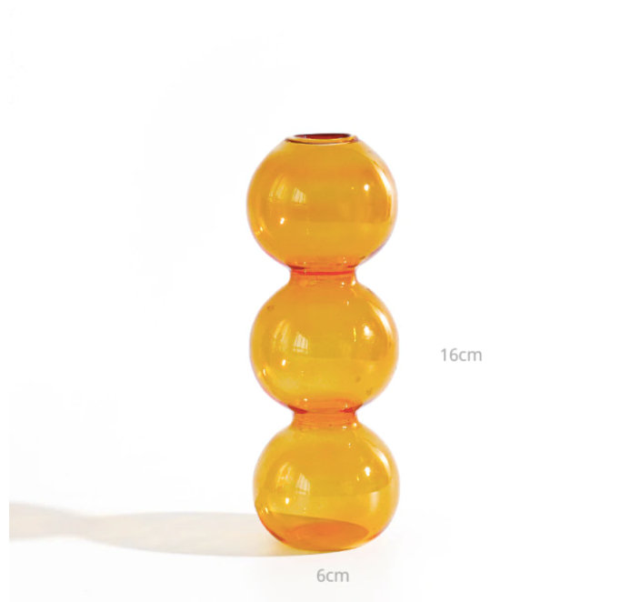 Bubble Shape Glass Vase: Orange / Tall 4 Balls - PMA Store at the Portland Museum of Art, Maine