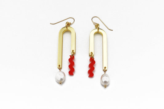 dconstruct - Arch Earrings - Gold: Red - PMA Store at the Portland Museum of Art, Maine