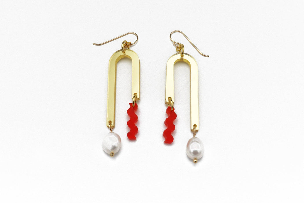 dconstruct - Arch Earrings - Gold: Red