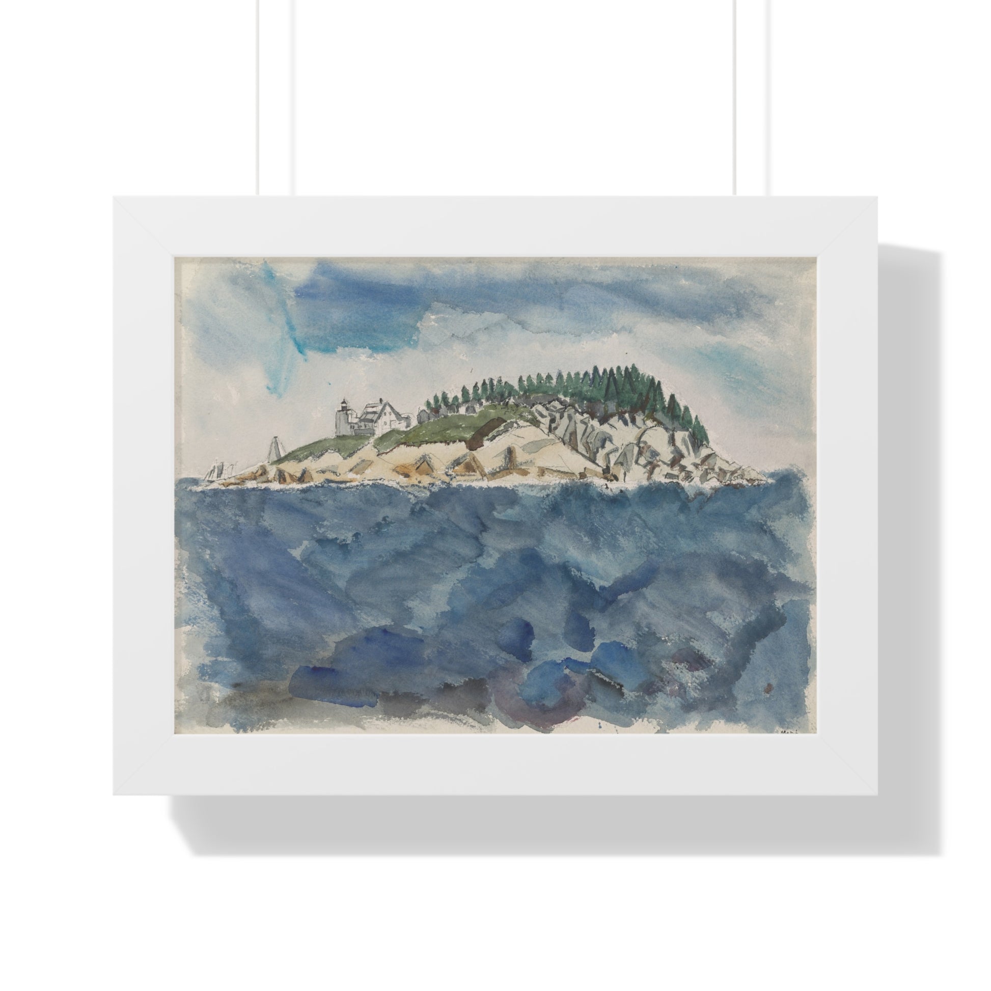 Deer Isle Series: Mark Island Lighthouse, 1928 by John Marin Framed Poster - PMA Store at the Portland Museum of Art, Maine