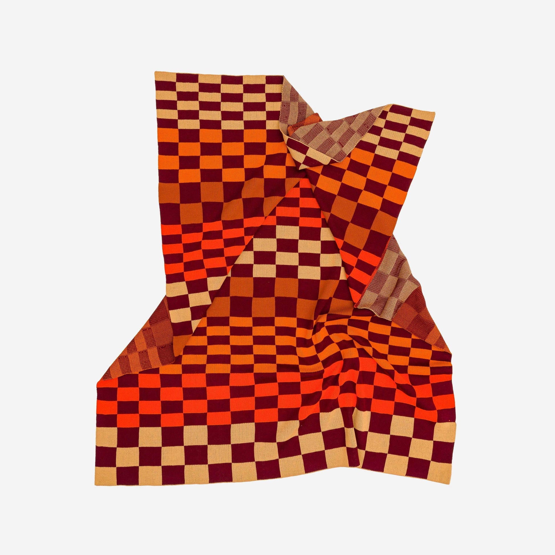 Mosaic Checkerboard Throw: Wine Red - PMA Store at the Portland Museum of Art, Maine