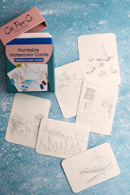 Cate Paper Co. - Paintable Watercolor Card Deck - Mediterranean Coast - PMA Store at the Portland Museum of Art, Maine