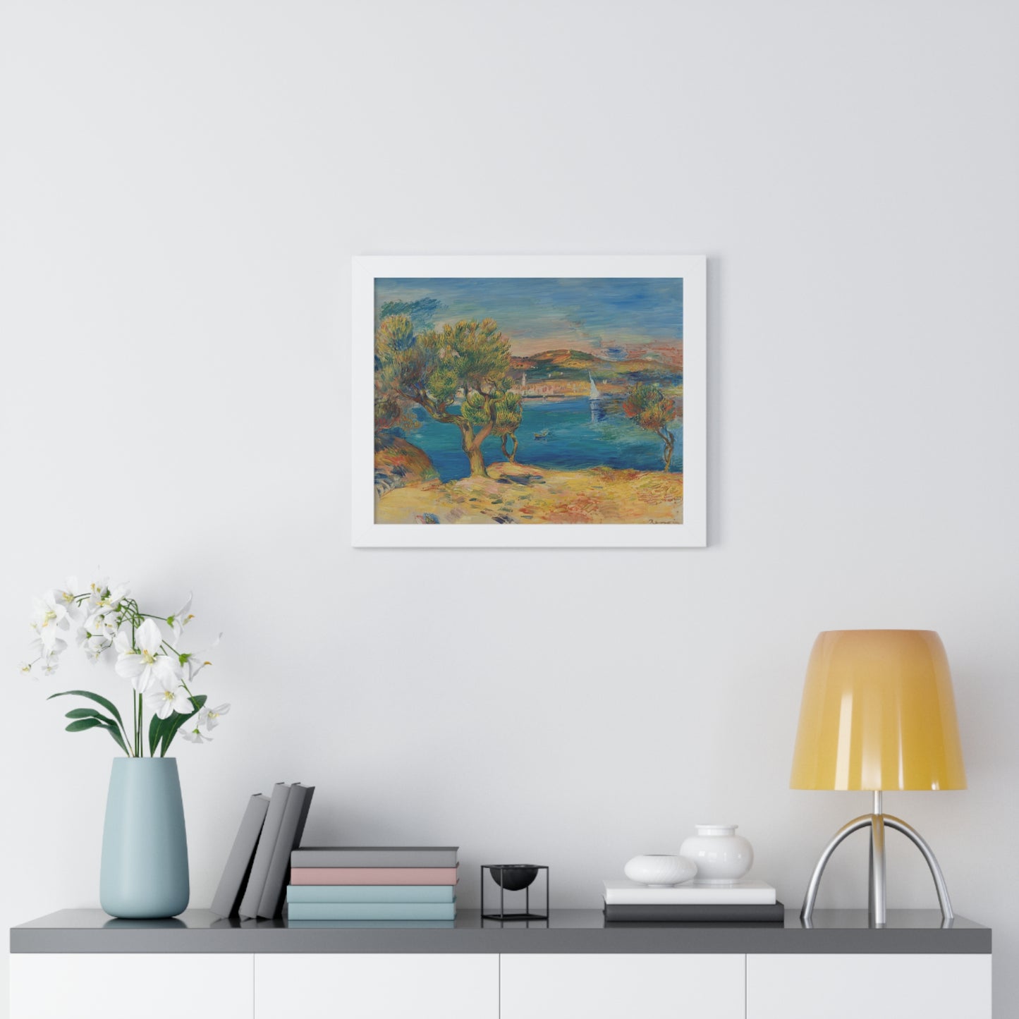 L'Estaque by Renoir Framed Poster - Serene Coastal Scene for Home Decor - PMA Store at the Portland Museum of Art, Maine