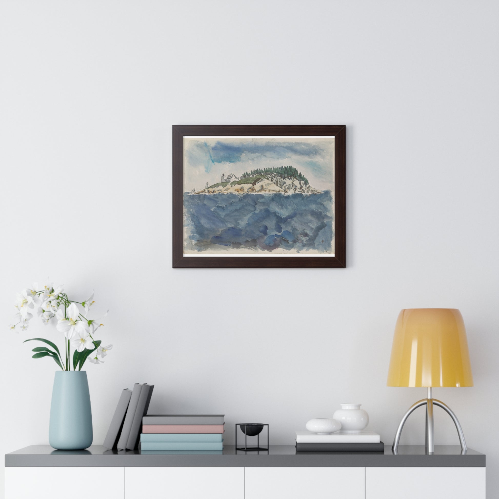 Deer Isle Series: Mark Island Lighthouse, 1928 by John Marin Framed Poster - PMA Store at the Portland Museum of Art, Maine