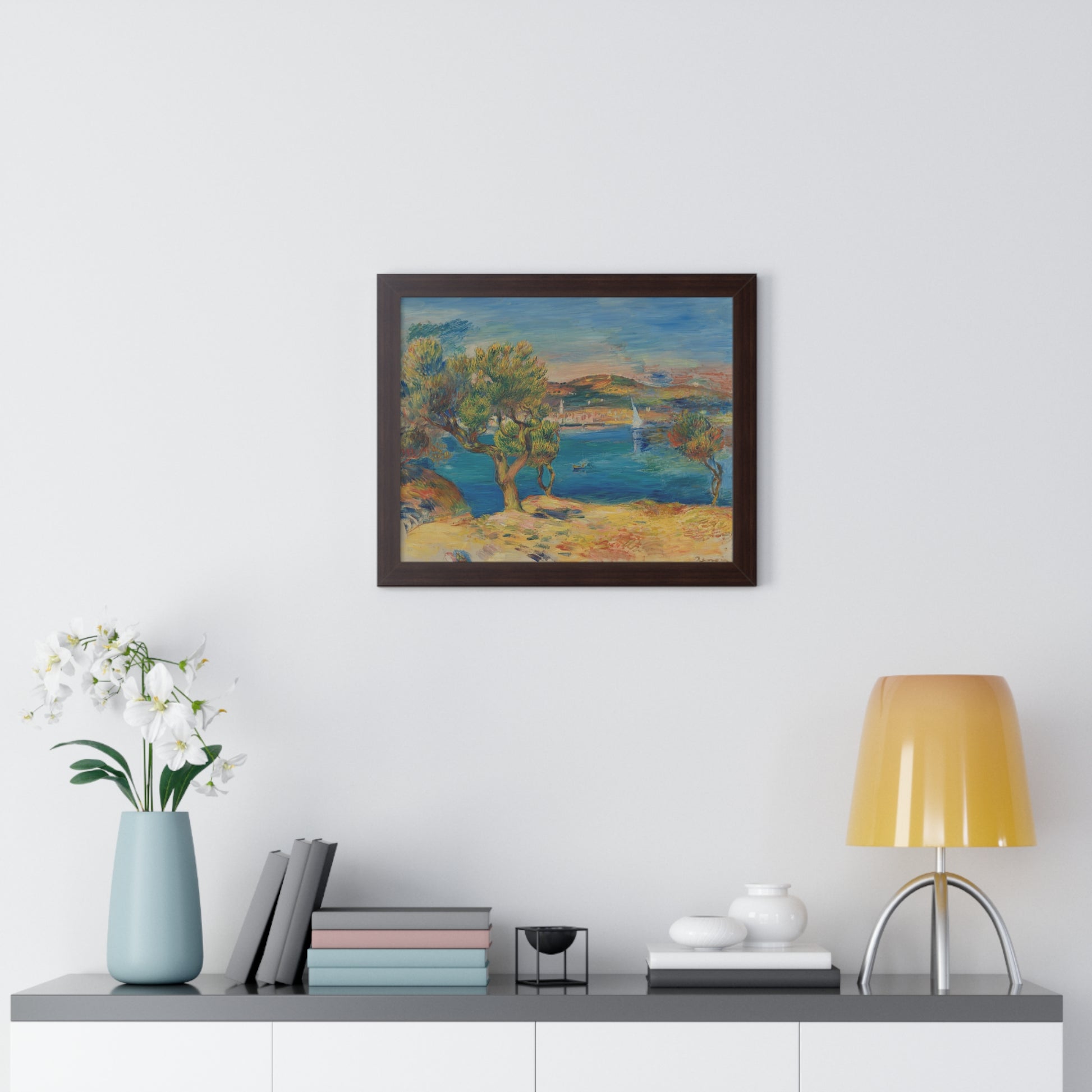 L'Estaque by Renoir Framed Poster - Serene Coastal Scene for Home Decor - PMA Store at the Portland Museum of Art, Maine