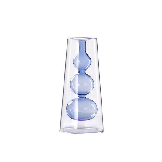 Modern Transparent Glass Vase | Hydroponic Flower Vase: Blue - PMA Store at the Portland Museum of Art, Maine