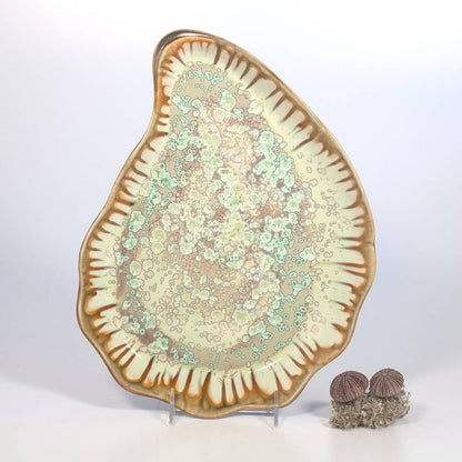 Alison Evans Ceramics - Large Oyster Plate: Mint& Charcoal