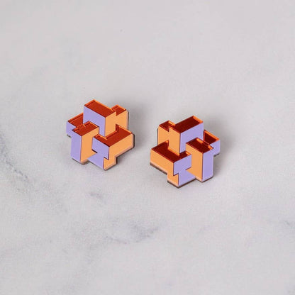 Pamela Coromoto - NEW Prisma Earrings – Bold Geometry for Modern Style: Purple Palette / Clip