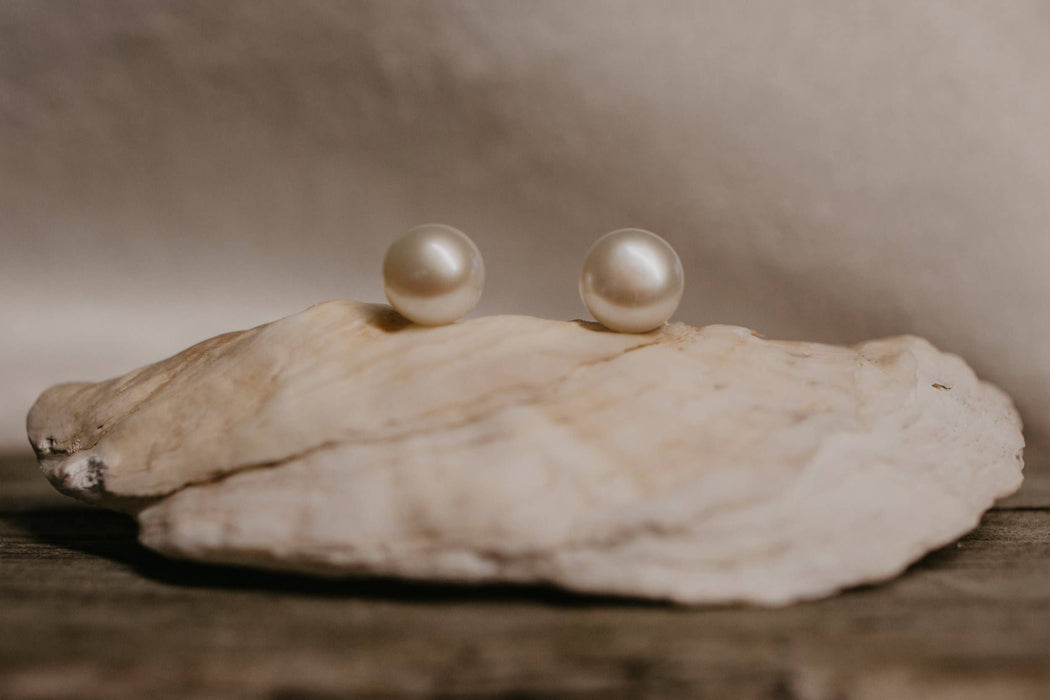 Sea Salt & Silver - White Pearl Stud Earrings: Large - PMA Store at the Portland Museum of Art, Maine