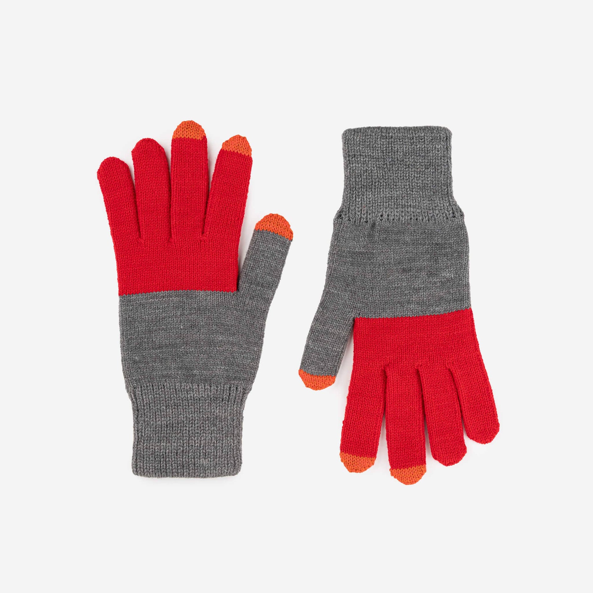 Colorblock Knit Touchscreen Gloves: Peach Lime - PMA Store at the Portland Museum of Art, Maine