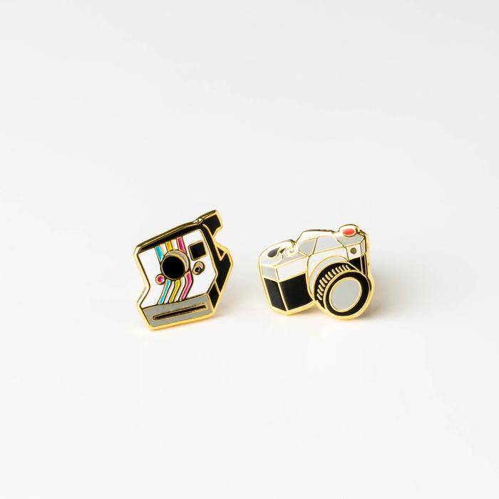 Yellow Owl Workshop - Cameras Earrings - Gold Polaroid Statement Studs - PMA Store at the Portland Museum of Art, Maine