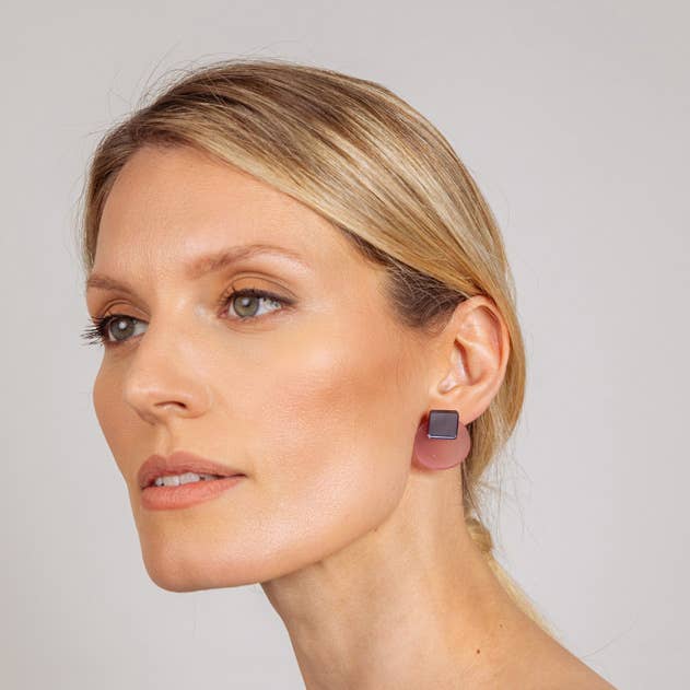 Pamela Coromoto - Glare Mini Earrings: Jade and Purple Mirror