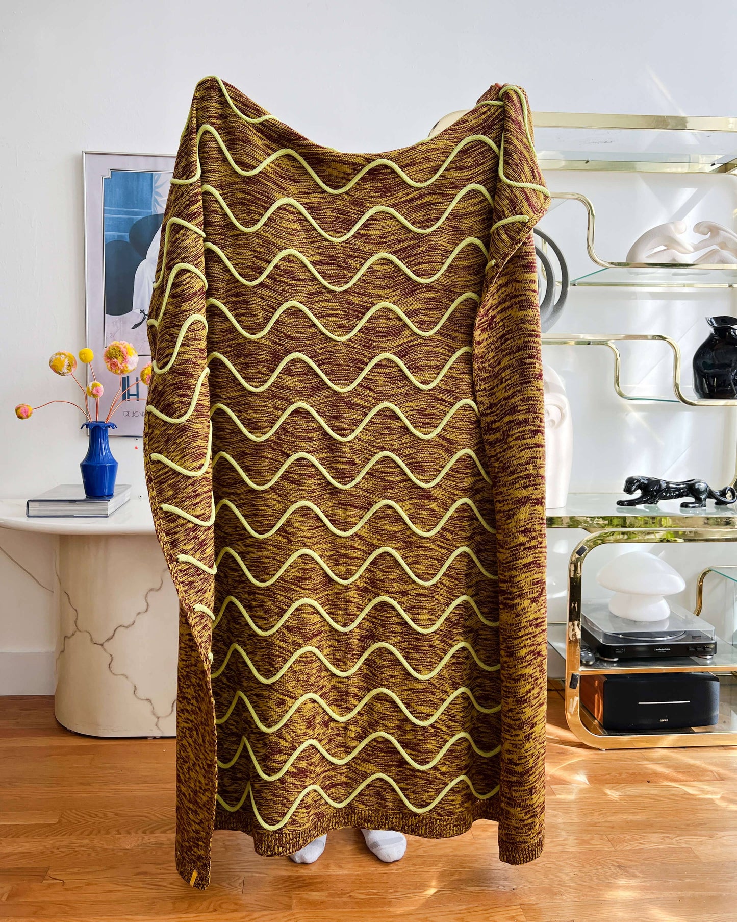 Squiggle Stripe Knit Throw: Poppy Jade - PMA Store at the Portland Museum of Art, Maine