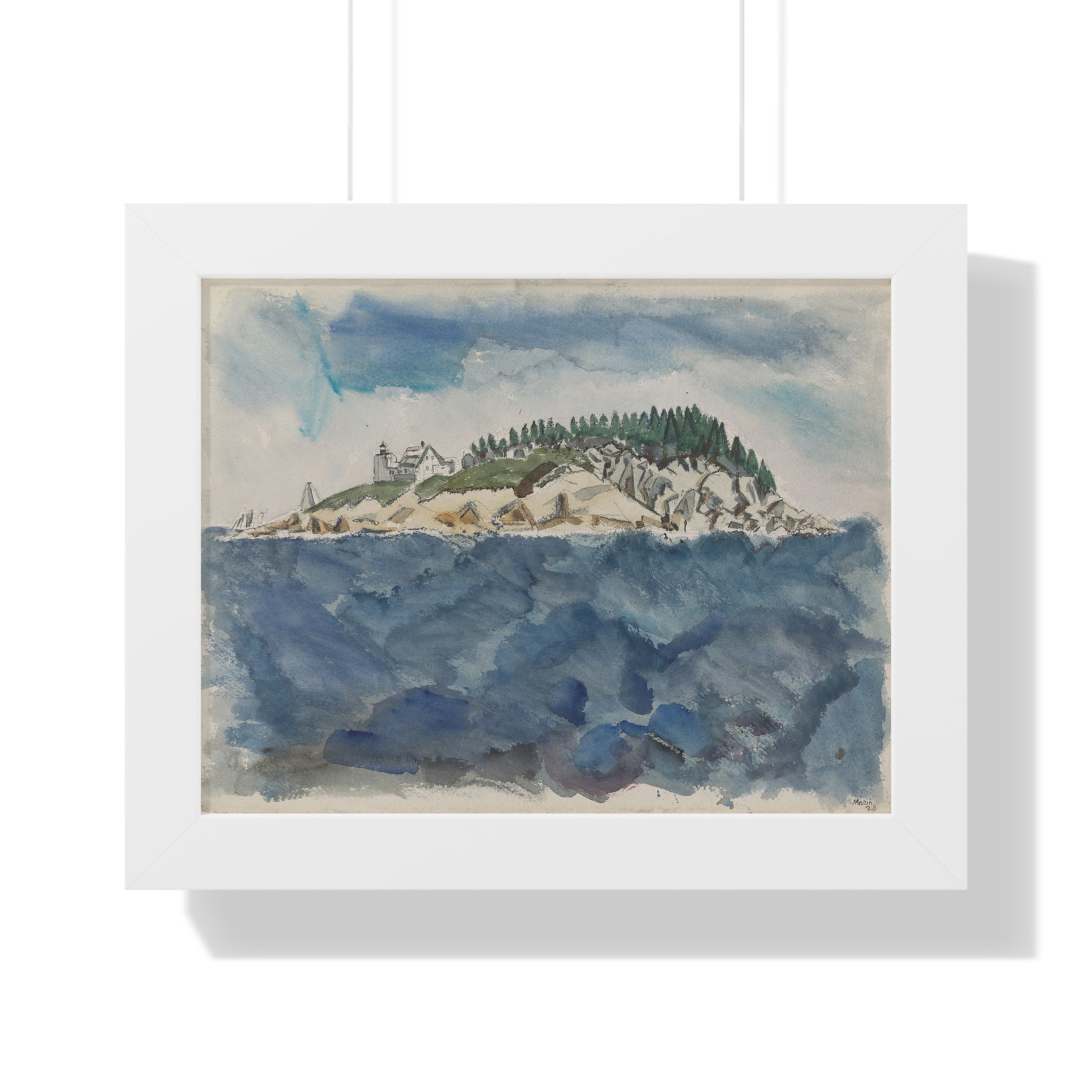 Deer Isle Series: Mark Island Lighthouse, 1928 by John Marin Framed Poster - PMA Store at the Portland Museum of Art, Maine