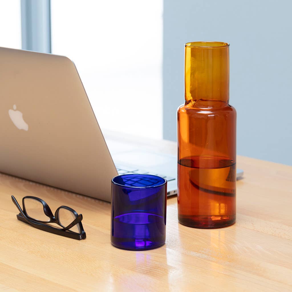 Block Design - Duo Tone Glass Carafe: Pink/Green - PMA Store at the Portland Museum of Art, Maine