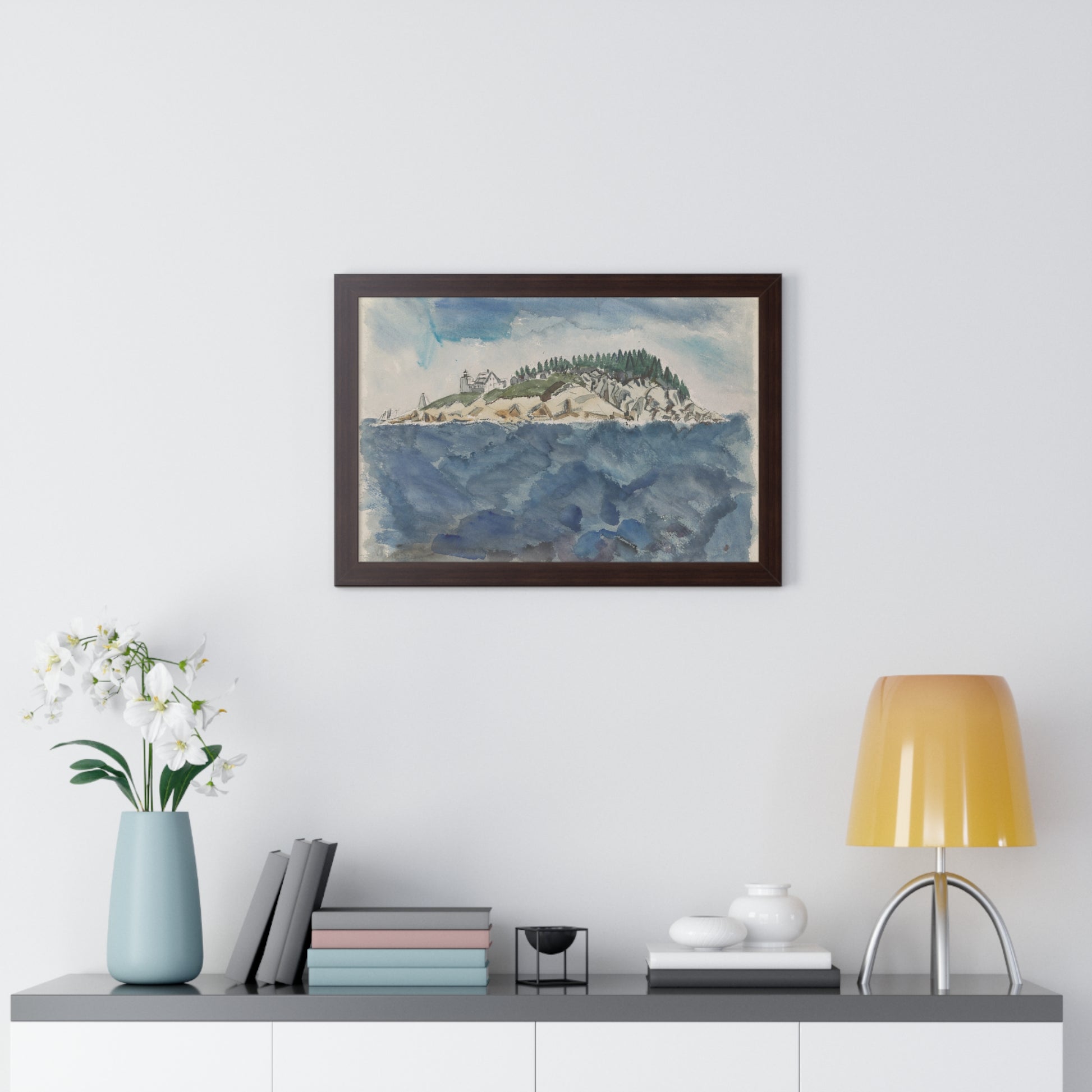 Deer Isle Series: Mark Island Lighthouse, 1928 by John Marin Framed Poster - PMA Store at the Portland Museum of Art, Maine
