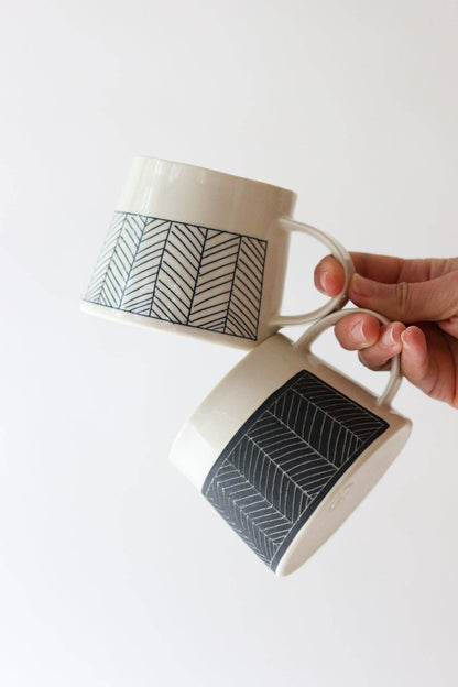 Elizabeth Benotti Ceramics - Herringbone Mug: Black - PMA Store at the Portland Museum of Art, Maine