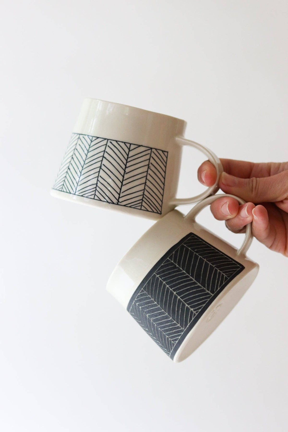 Elizabeth Benotti Ceramics - Herringbone Mug: White - PMA Store at the Portland Museum of Art, Maine