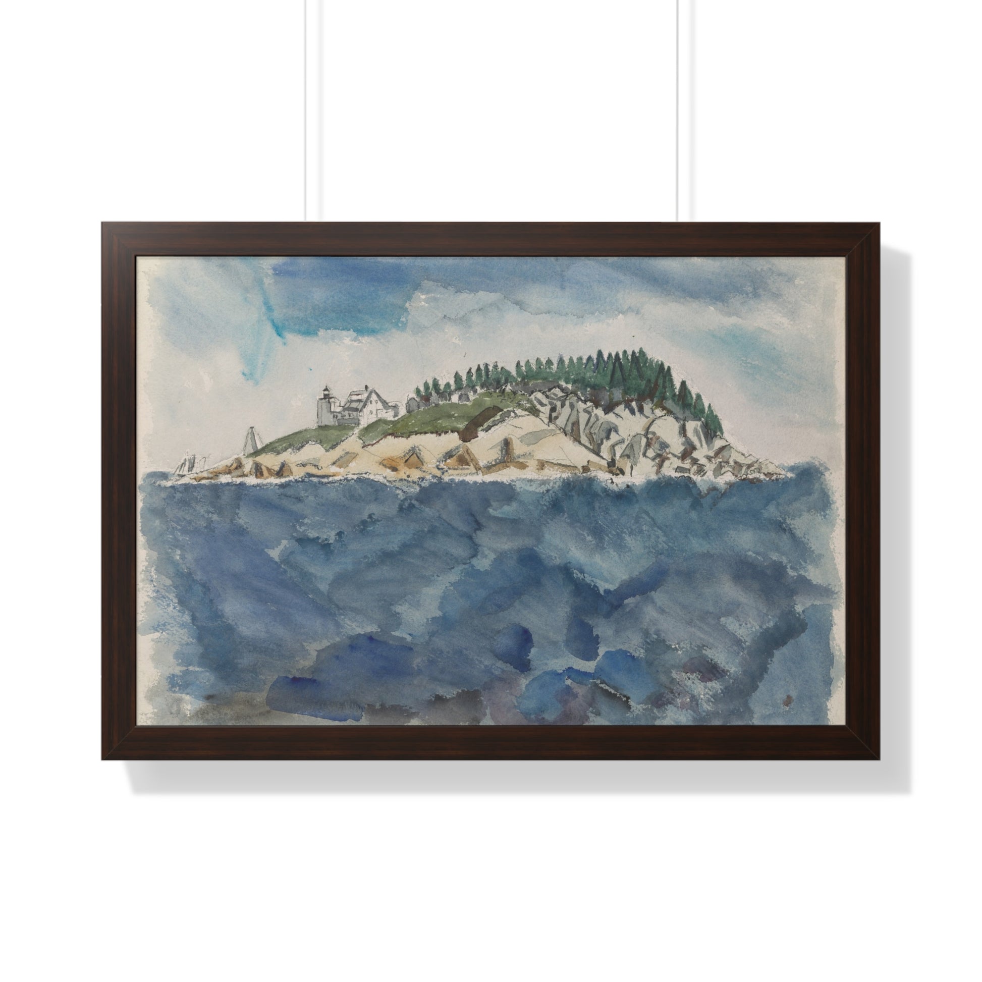 Deer Isle Series: Mark Island Lighthouse, 1928 by John Marin Framed Poster - PMA Store at the Portland Museum of Art, Maine