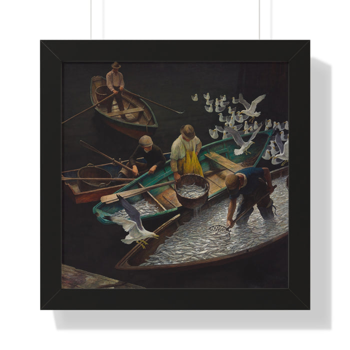 Dark Harbor Fishermen, 1943 by NC Wyeth Framed Poster - Nature Art for Home Decor