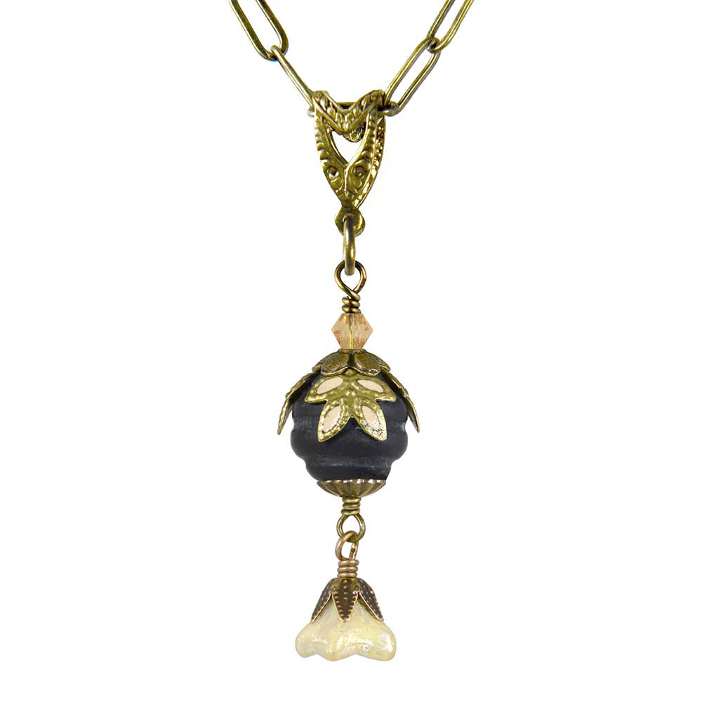 Fairyland: Pearl & Flower Crystal Hand Painted Necklace: Gold and Turquoise - PMA Store at the Portland Museum of Art, Maine