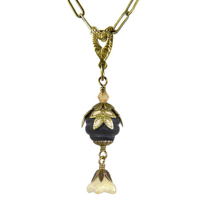 Fairyland: Pearl & Flower Crystal Hand Painted Necklace: Gold and Turquoise - PMA Store at the Portland Museum of Art, Maine