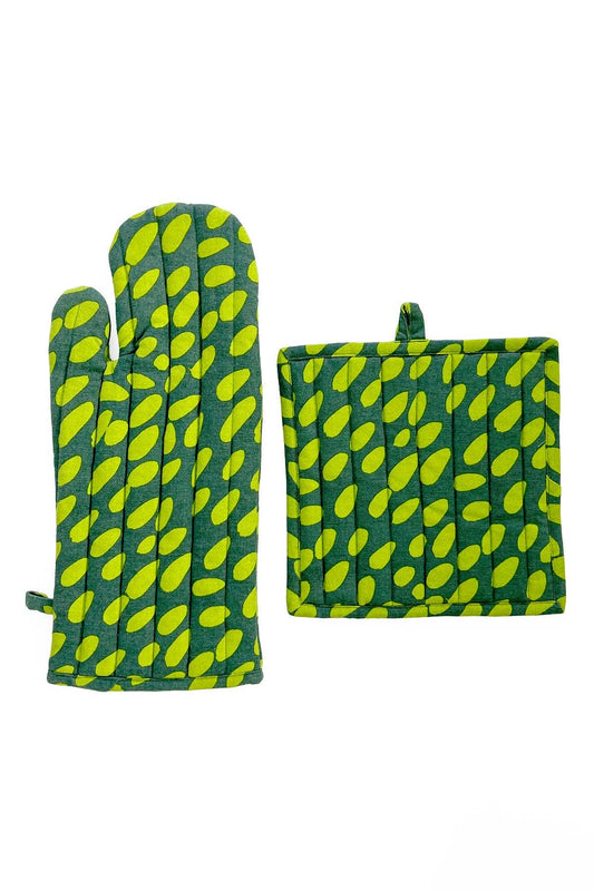 See Design - Oven Mitt & Potholder Set: Cheetah Pine/Lime - PMA Store at the Portland Museum of Art, Maine