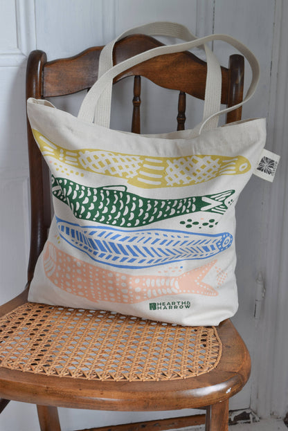 Hearth and Harrow - Sardine Tote Bag - 100% Cotton - Market and Beach Bag