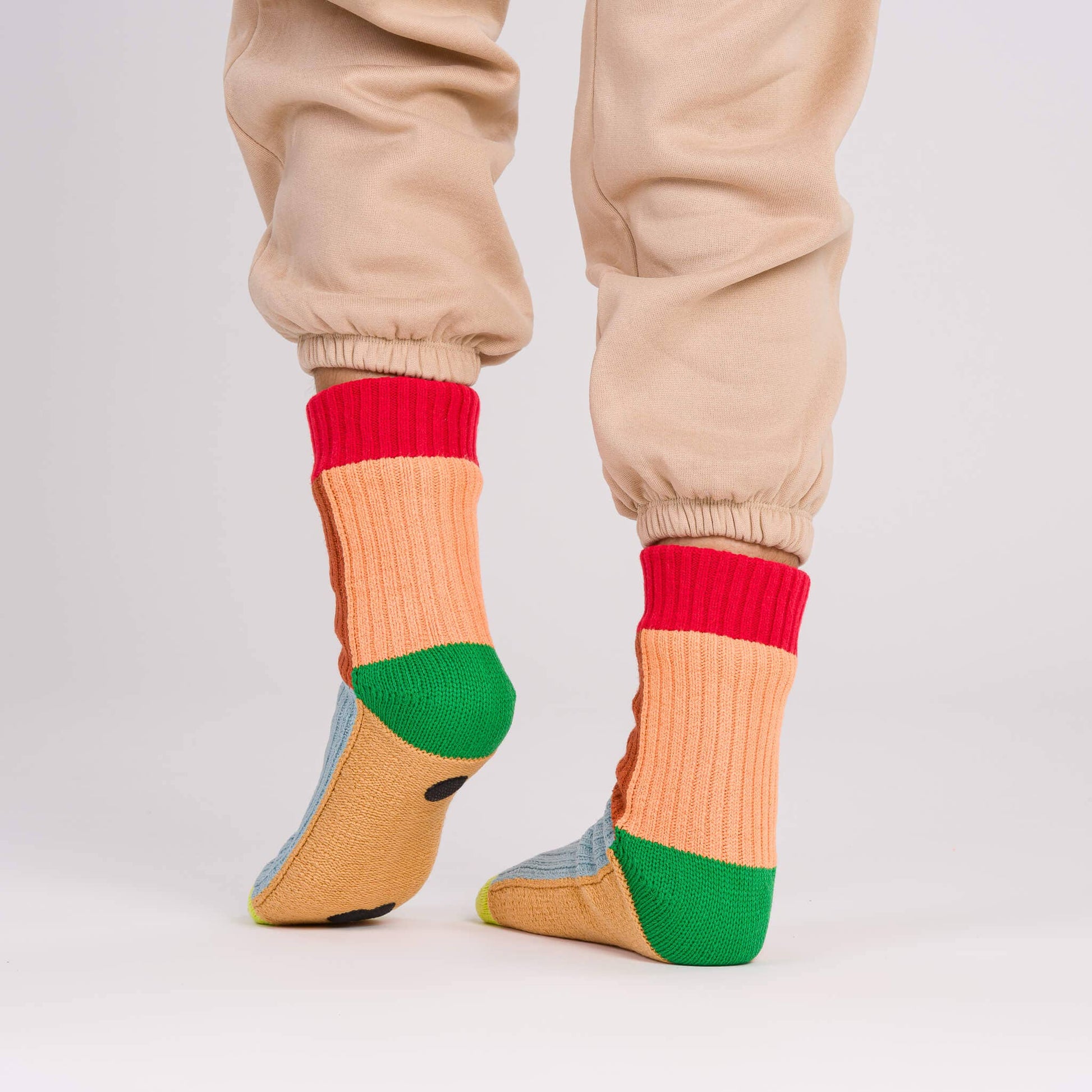Kaleidoscope Knit House Socks: Olive Cobalt / S/M - W 6-9<br>M 5-7.5 - PMA Store at the Portland Museum of Art, Maine