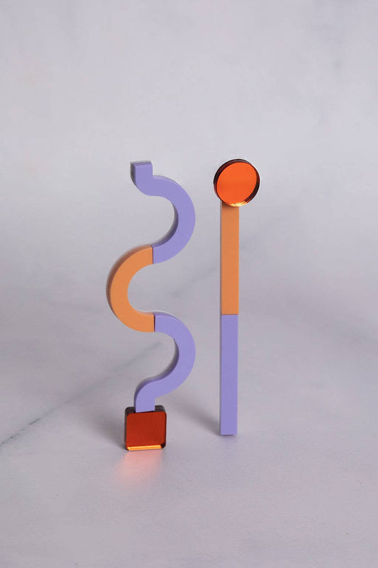 Pamela Coromoto - NEW Memphis Statement Earrings - Bold & unforgettable: Lilac/Salmon