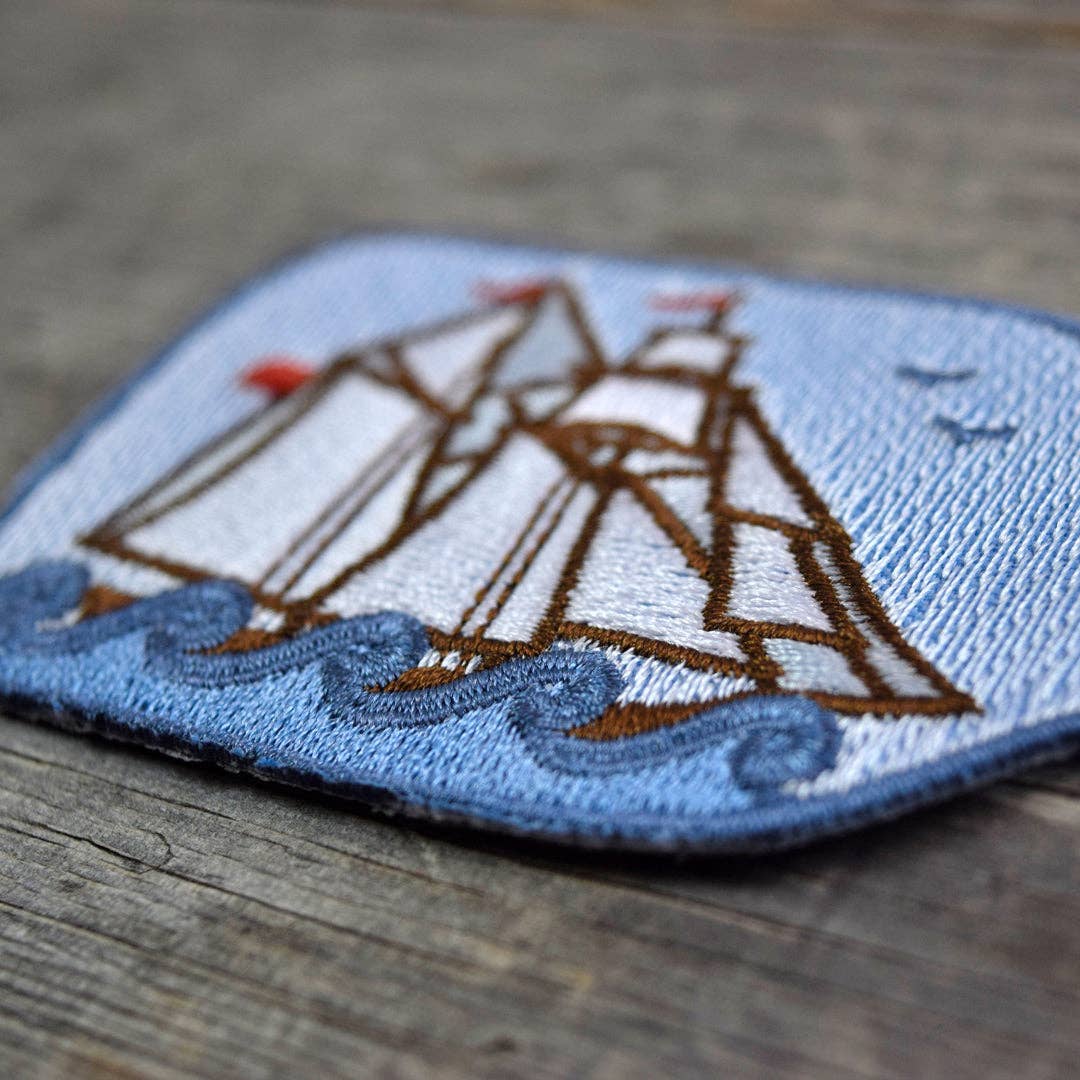Quiet Tide Goods - Ship in a Bottle Embroidered Patch - PMA Store at the Portland Museum of Art, Maine