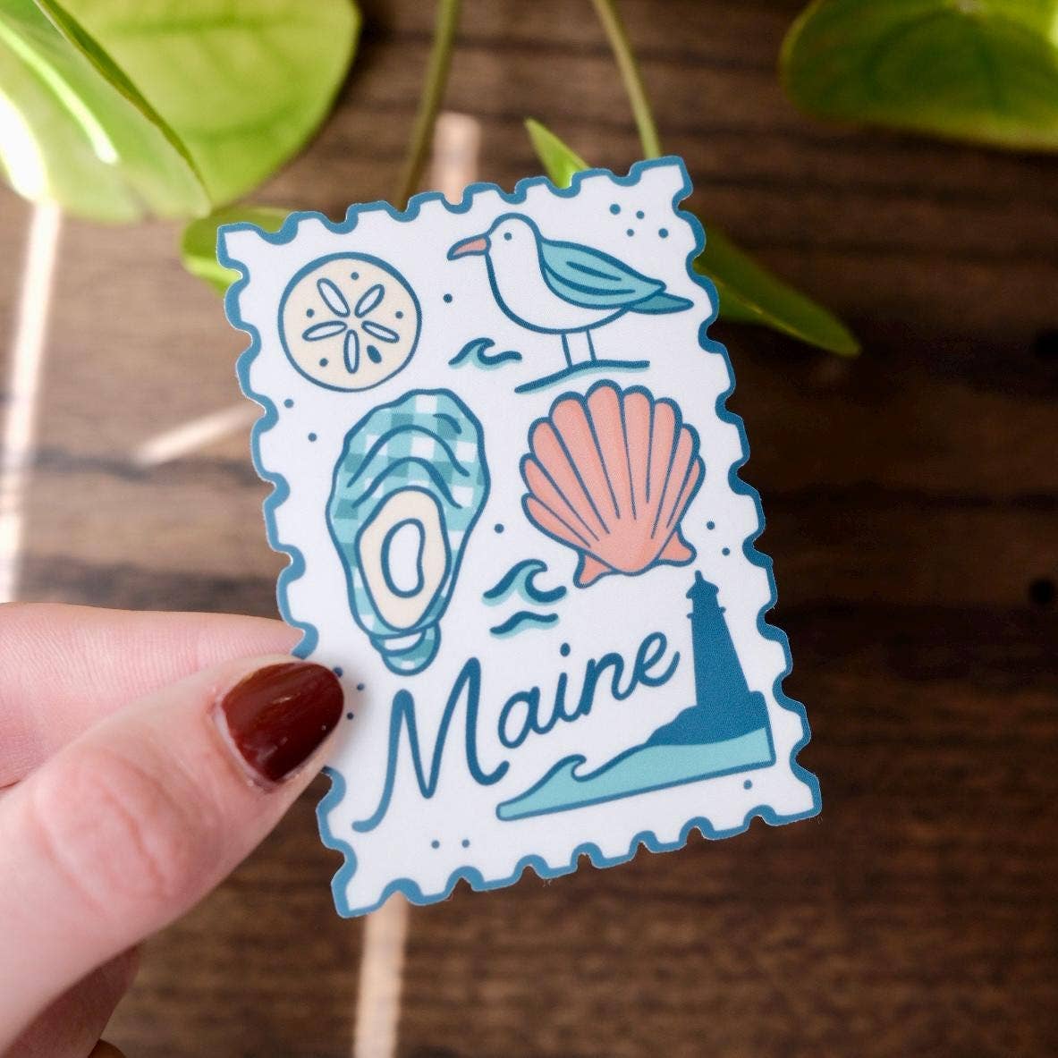Stuck on Maine - Coastal Maine Stamp Sticker: Weatherproof Vinyl Art - PMA Store at the Portland Museum of Art, Maine