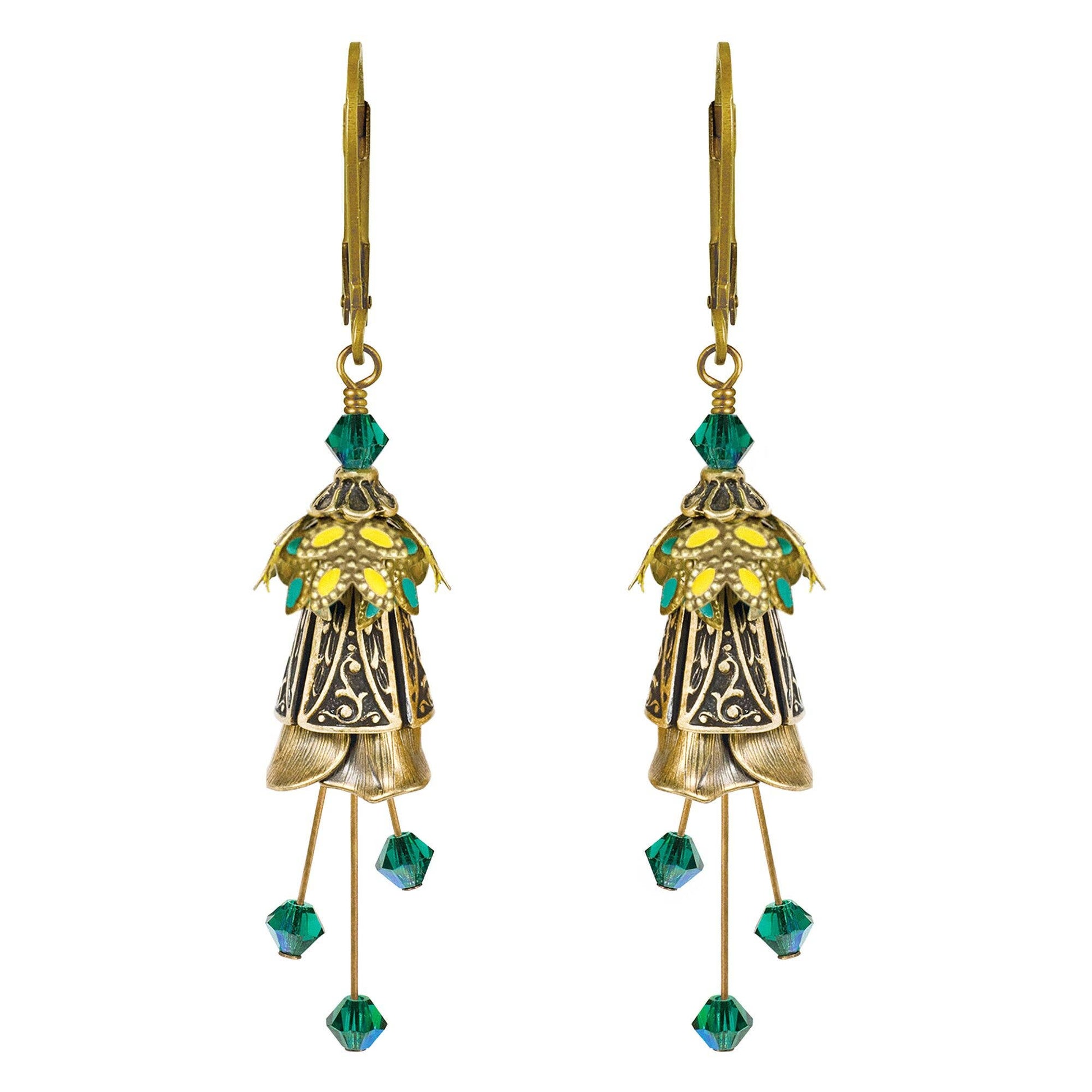 NoMonet - Flower Fairy: Painted Whimsical Celtic Earrings w Crystals: Gold/Pink/Blue - PMA Store at the Portland Museum of Art, Maine