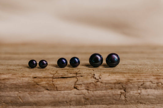 Sea Salt & Silver - Black Pearl Stud Earrings: Small - PMA Store at the Portland Museum of Art, Maine