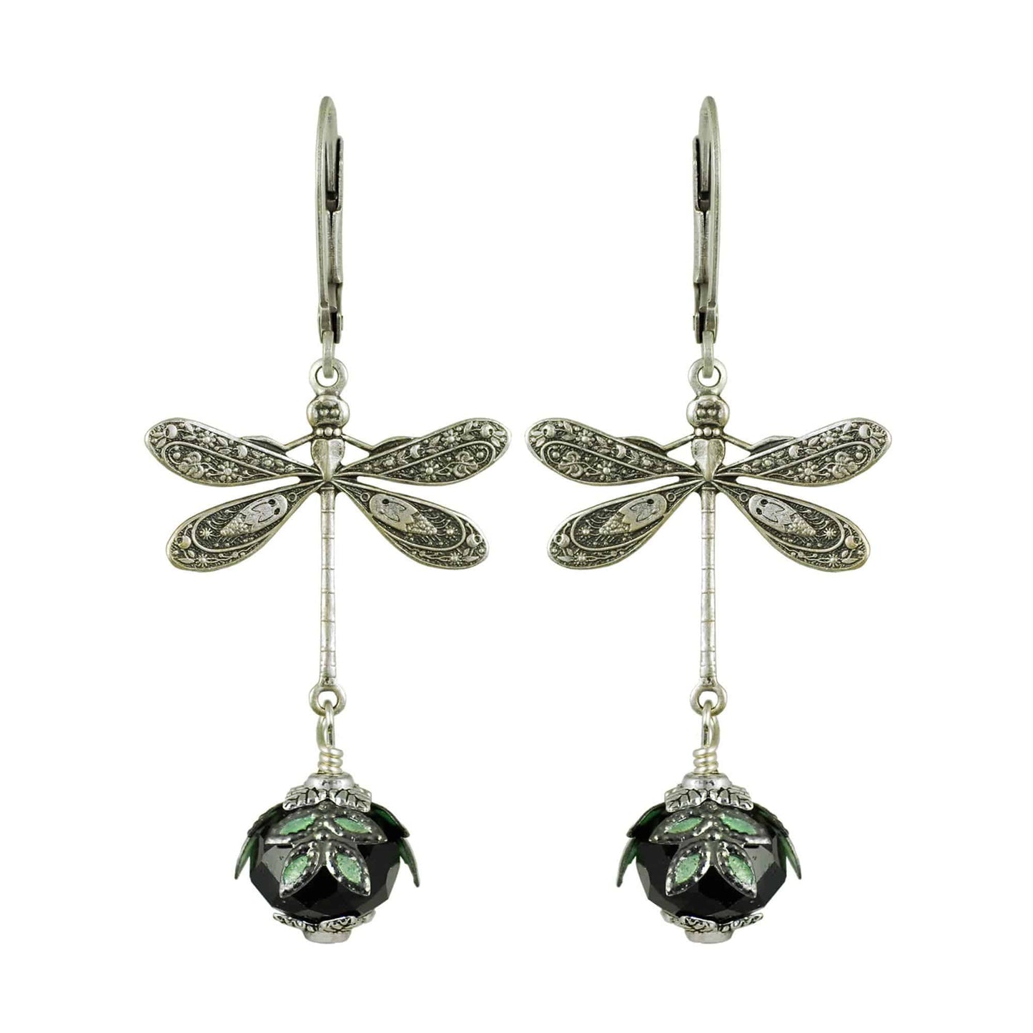 NoMonet - Fairyland: Dragonfly Daze Earrings Artisan Painted Filigree : Gold And Green - PMA Store at the Portland Museum of Art, Maine