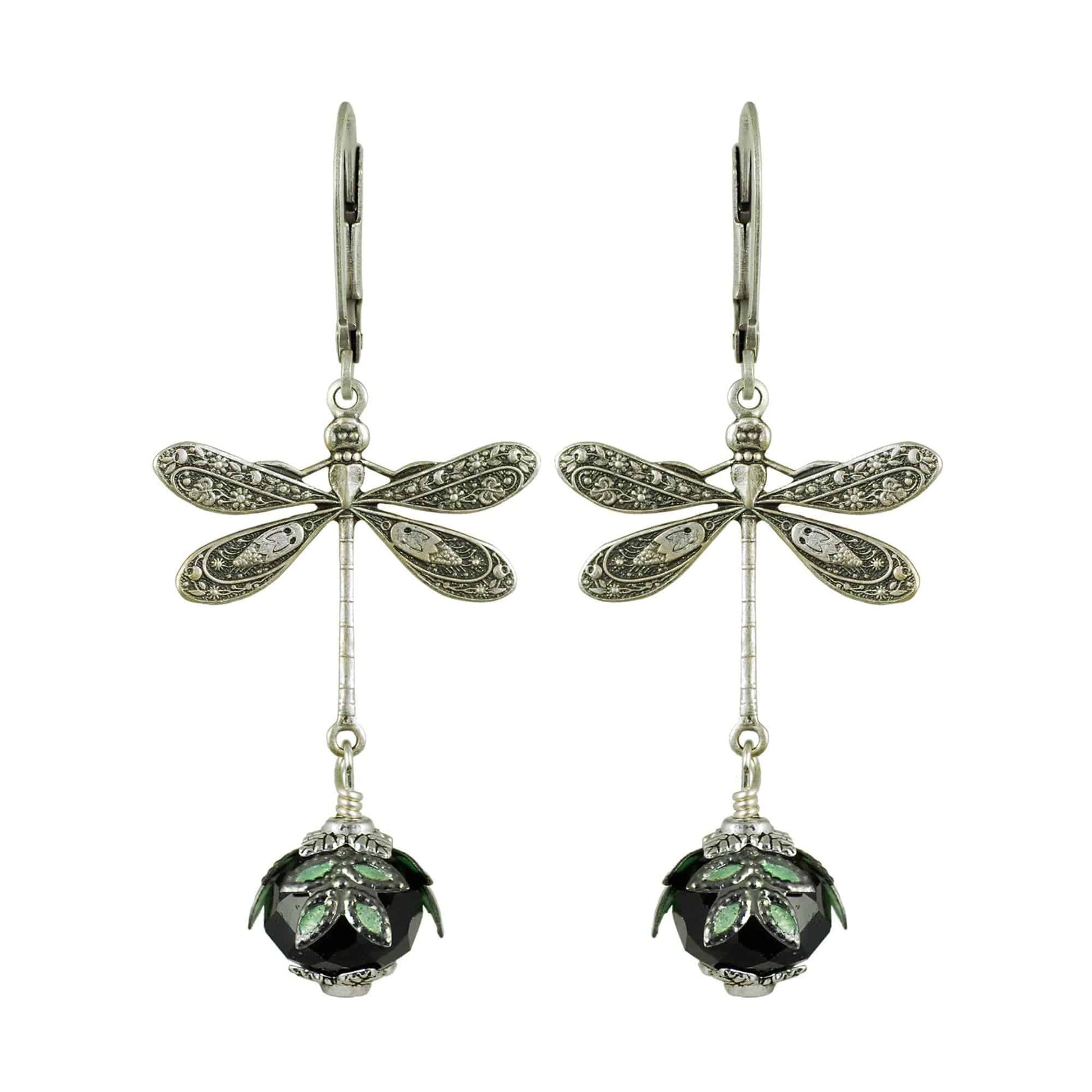 NoMonet - Fairyland: Dragonfly Daze Earrings Artisan Painted Filigree : Gold And Green - PMA Store at the Portland Museum of Art, Maine