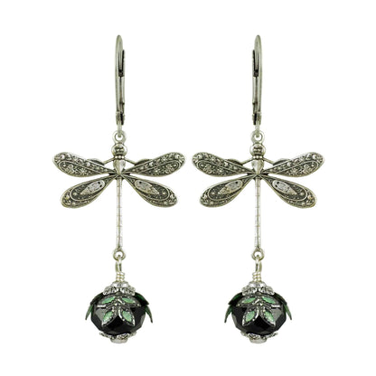 NoMonet - Fairyland: Dragonfly Daze Earrings Artisan Painted Filigree : Gold And Green - PMA Store at the Portland Museum of Art, Maine