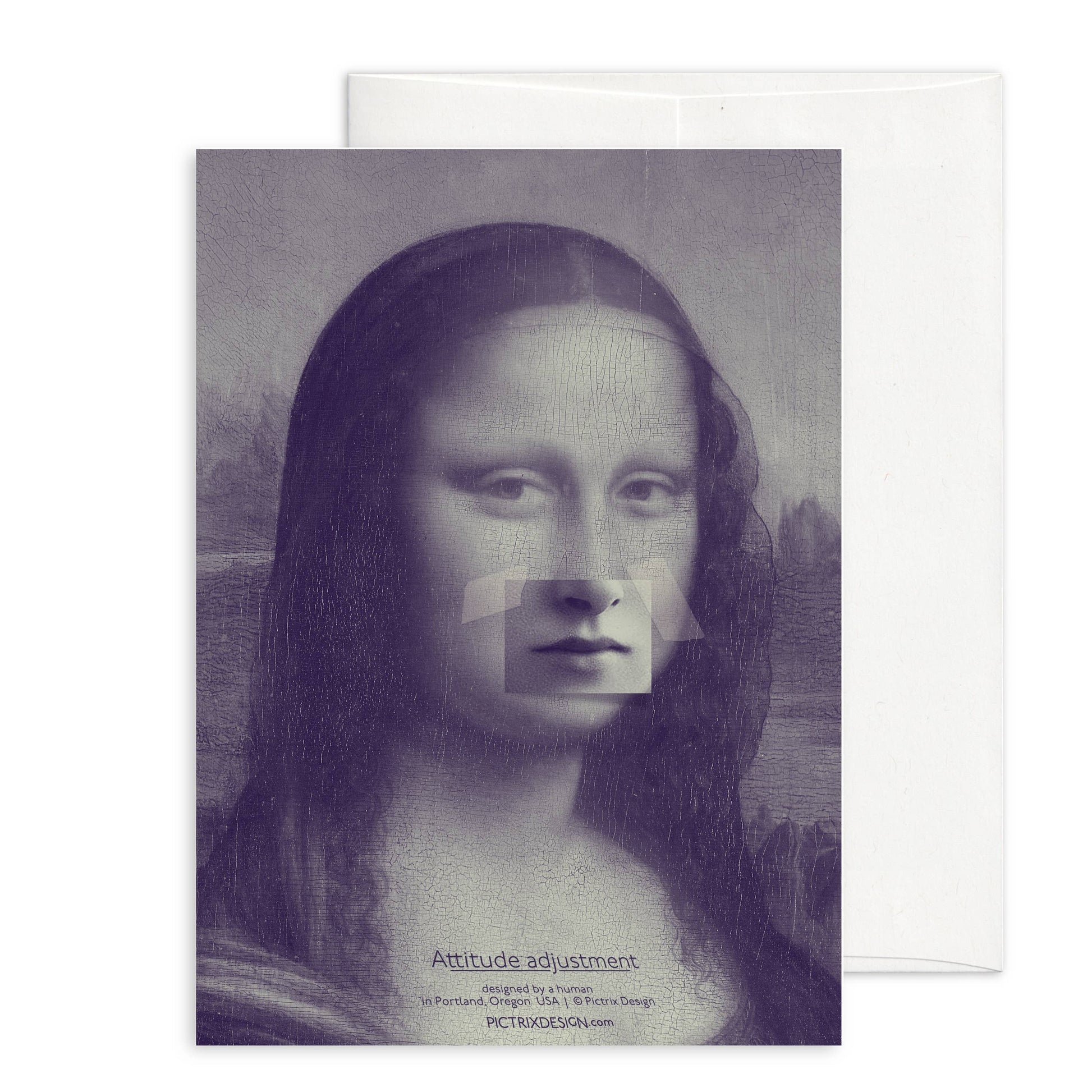 Pictrix Design - "Attitude adjustment" A6 greeting card: Recycled white envelopes - PMA Store at the Portland Museum of Art, Maine