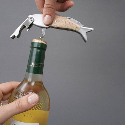 Kikkerland Design Inc - Lightwood Fish Corkscrew - PMA Store at the Portland Museum of Art, Maine